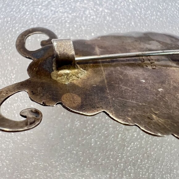 Egytian Revival AQ Large Taxco MX Silver Scarab Beetle Insect Brooch Serpentine - Picture 8 of 14